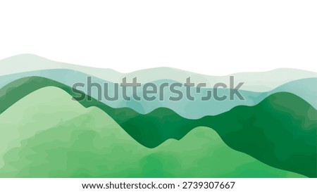 Green Mountain Range Landscape Illustration Isolated on Transparent Background, Layered Hills and Mountain Silhouette for Travel, Tourism, Outdoor Adventure, Nature Branding, Poster and Website Header Design