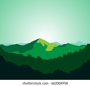 green and mountain vector background