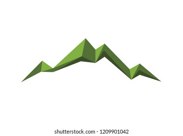 Green mountain vector icon isolated on white background - stylized image.