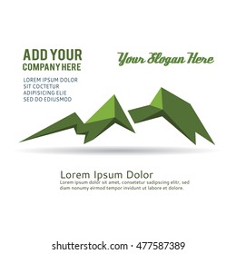 Green mountain vector icon isolated on white background - stylized image.