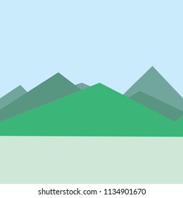 green mountain vector on blue sky background in nice day theme. 