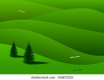 green mountains. 