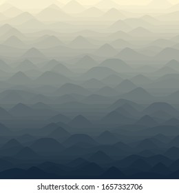 Green mountains in the fog, pattern background.
