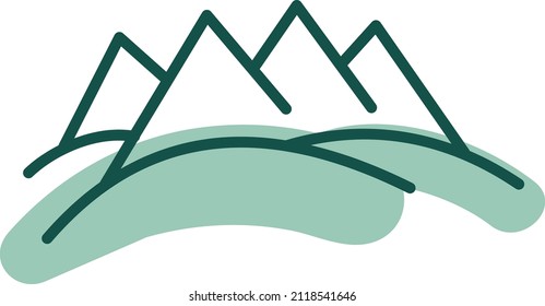 Green mountains, illustration, vector on a white background.