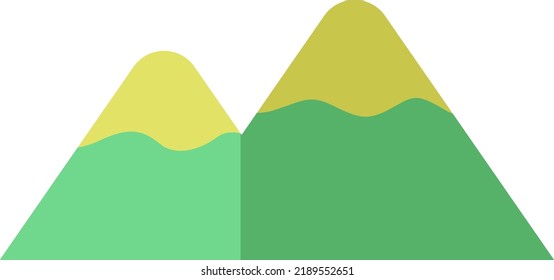 Grüne Berge, Vektorgrafik auf weißem Hintergrund.