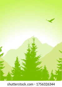 Green mountains landscape. Eco banner.  