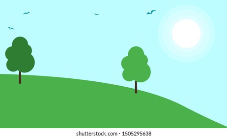 Green Mountains landscape of sunny morning Vector 
