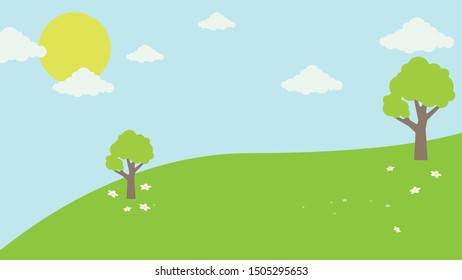 Green Mountains landscape of sunny morning Vector 