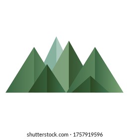 Green mountains low poly style. Polygonal shapes. Vector isolated illustration