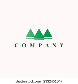 green mountains and trees Sleek, elegant, and clean logo design with abstract elements that exudes sophistication and a timeless aesthetic