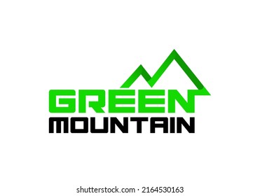 Green Mountains Word Logo Design Vector Template.