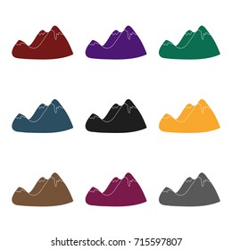 Green mountains.Mountain range covered with dense forest.Different mountains single icon in black style vector symbol stock illustration.