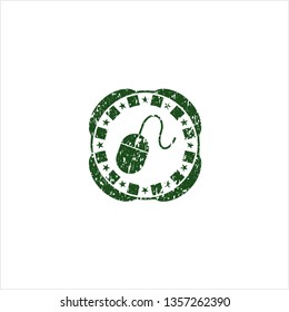 Green mouse icon inside rubber seal
