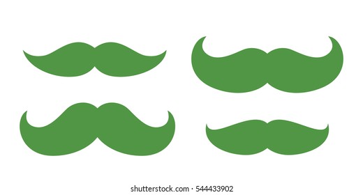 Green moustache saint patricks day isolated on white background. Vector Illustration. 