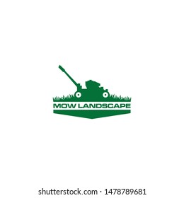 Green Mow Landscape Logo Design Vector