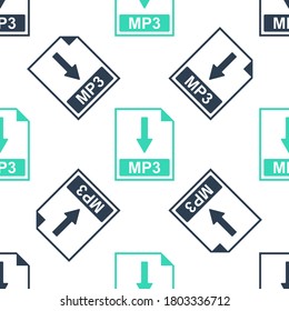 Green MP3-Dokument-Symbol. Laden Sie das MP3-Button-Symbol einzeln auf weißem Hintergrund herunter. Vektorgrafik.