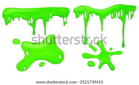 Green mucus slime drip. Liquid sticky goo vector. Jelly snot splatter. Realistic phlegm dribble isolated icon border. Dirt ooze toxic syrup effect for game. Spooky fluid gooey radioactive splodge
