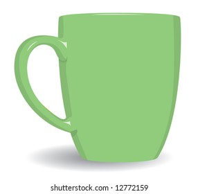 Green mug on white background. Vector illustration.