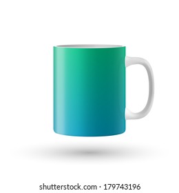 Green mug on white background. Vector illustration.