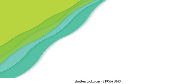 Grüner mehrschichtiger geometrischer Hintergrund mit Schatten. Papierschnitt-Stil. Abstrakte Vektorgrafik 3d.