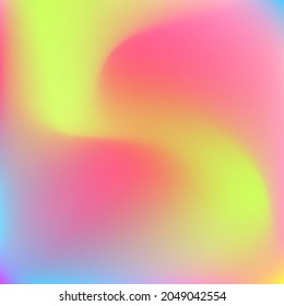 Green Multicolor Rainbow Wavy Blurry Texture. Purple Curve Light Yellow Pastel Swirl Gradient Mesh. Blurred Color Fluid Neon Blue Background. Dynamic Liquid Happy Water Pink Gradient Backdrop.