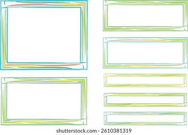 green multicolor sketch square and rectangular frames set