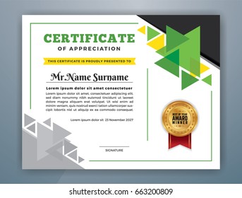 Green Multipurpose Modern Professional Certificate Template Design for Print. Vector illustration