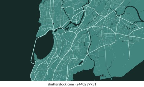 Green Mumbai map, India. Vector city streetmap, municipal area.