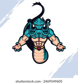 Green Muscular Snake Body Ocean Monster Mascot