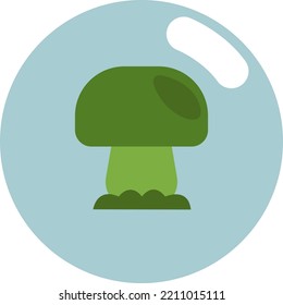 Green mushroom  illustration  vector white background 