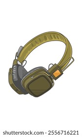 Green music audio headset with a square shape