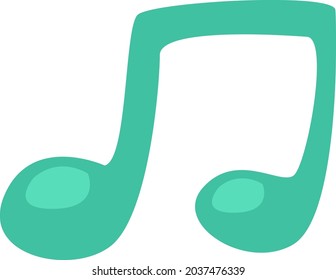 Green music note, illustration, vector, on a white background.