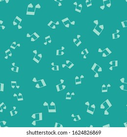 Green Music note, tone with hearts icon isolated seamless pattern on green background. Valentines day.  Vector Illustration