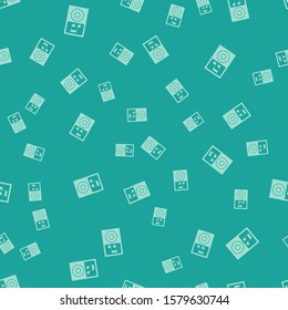 Green Music player icon isolated seamless pattern on green background. Portable music device.  Vector Illustration