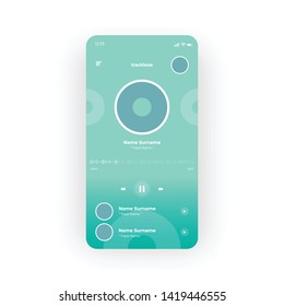 Green Music Player UI, UX, GUI screen for mobile apps design. Modern responsive user interface design of mobile applications including Music Player screen