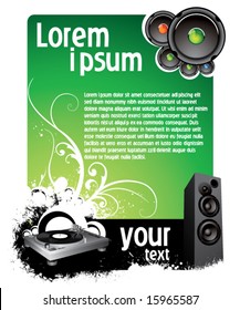 green musical background for text placing