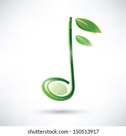 green musical note, abstract background