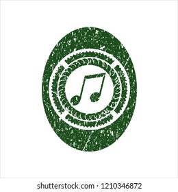 Green musical note icon with rubber seal texture