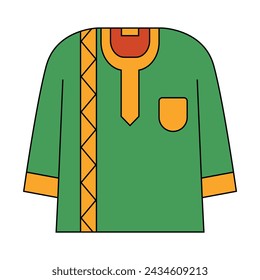 Green muslim dress clothes for men vector