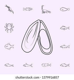 green musseis icon. Fish icons universal set for web and mobile
