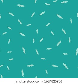 Green Mustache icon isolated seamless pattern on green background. Barbershop symbol. Facial hair style.  Vector Illustration