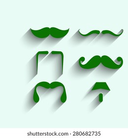 Green Mustaches icons set