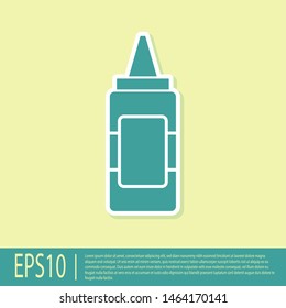 Green Mustard bottle icon isolated on yellow background. Vector Illustration