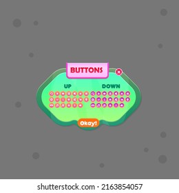 Green Mustard Cloud Shape With Lines GUI Pop Window Buttons Set Cute Colorful Cartoon Vector Design