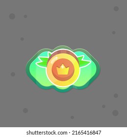 Green Mustard Cloud Shape With Lines GUI Pop Window Wooden Plants Golden Cartoon Icon Coin Cute Colorful Cartoon Vector Design
