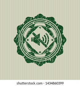 Green mute icon inside rubber stamp