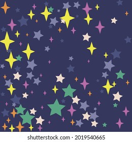 Green Mystery Christmas Dark White Purple Background. Orange Stars Pink Night Holiday Wallpaper. Violet Sky New Year Yellow Pastel Ornament. Magic Winter Chaotic Print Luxury Cozy Wallpaper.