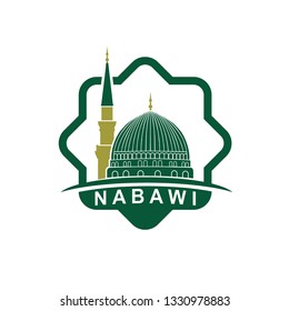 Green Nabawi Mosque Illustration. Masjid Nabawi Mosque Logo Inspiration