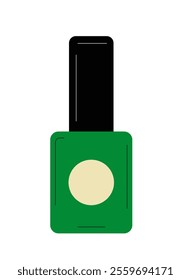 Green Nail Polish Bottle In Flat Vector Illustration Symbolizing Nail Care, Beauty, And Cosmetics, Isolated On White Background