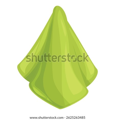 Green napkin folded on a table, creating a visually pleasing triangular shape